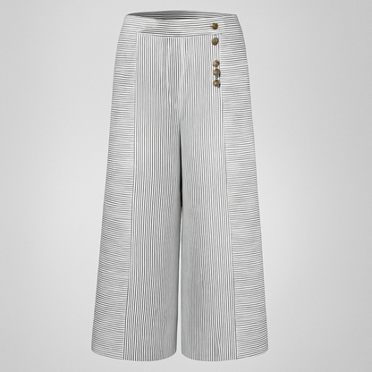 Gestreifte Hose mit weitem Bein und hoher Taille