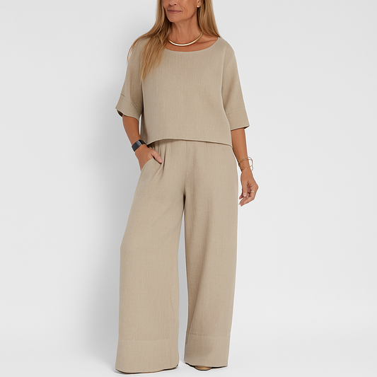 Zweiteiliges Set aus Leinenmischung im Relaxed Fit für Damen