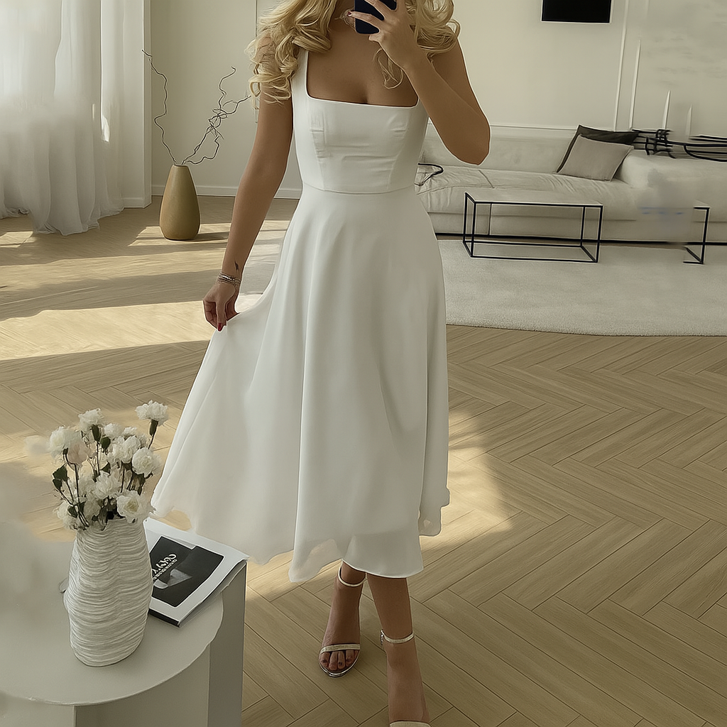 Elegantes ärmelloses einfarbiges Damenkleid