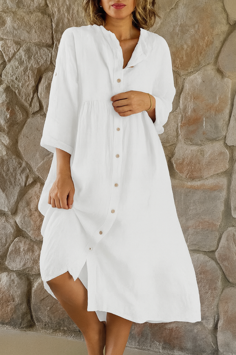 Lässiges Hemdkleid aus Baumwollleinen