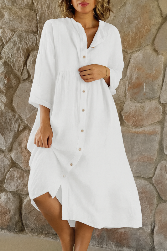 Lässiges Hemdkleid aus Baumwollleinen