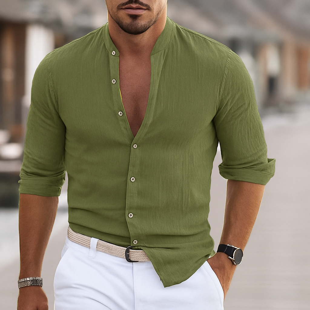 Slim Fit Herrenhemd mit Stehkragen