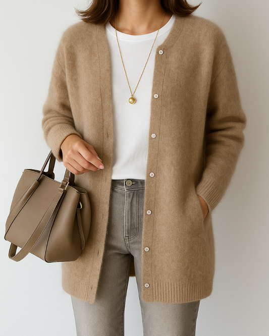 Kuschelige, minimalistische, weiche Strickjacke für Damen