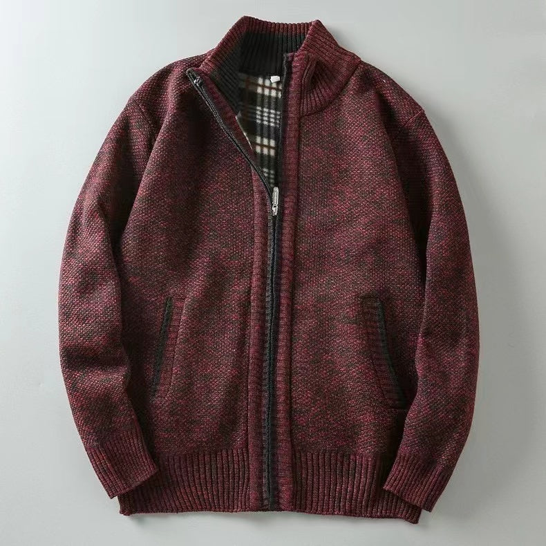 Gestrickter Herrenpullover mit Reißverschluss für Wärme und Stil