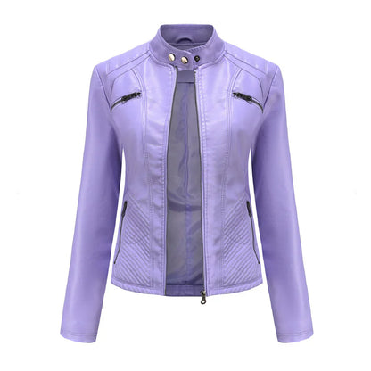 Stylische Damenjacke aus Kunstleder im klassischen Biker-Design