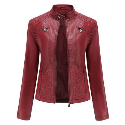 Stylische Damenjacke aus Kunstleder im klassischen Biker-Design