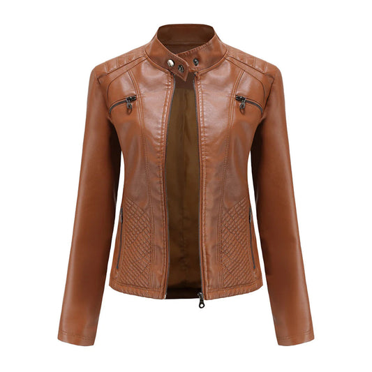 Stylische Kunstleder Damenjacke