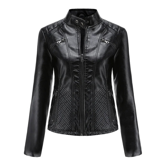 Stylische Damenjacke aus Kunstleder im klassischen Biker-Design