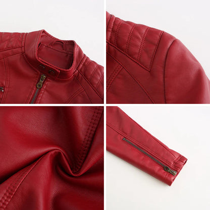 Stylische Kunstleder Damenjacke