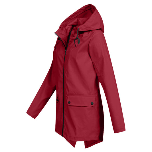 Wasserabweisende Damen Jacke mit Reißverschluss und Kapuze