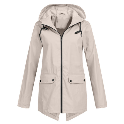 Wasserabweisende Damen Jacke mit Reißverschluss und Kapuze