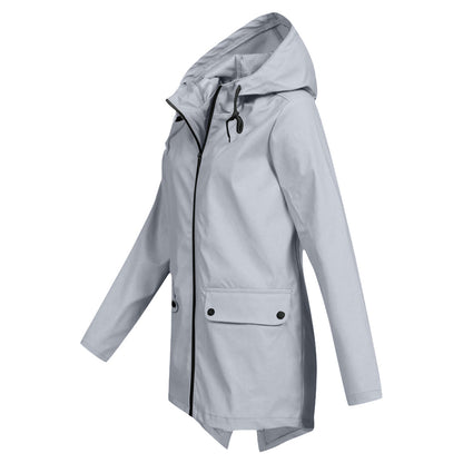 Wasserabweisende Damen Jacke mit Reißverschluss und Kapuze