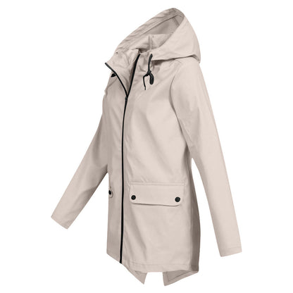 Wasserabweisende Damen Jacke mit Reißverschluss und Kapuze