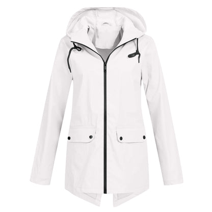 Wasserabweisende Damen Jacke mit Reißverschluss und Kapuze