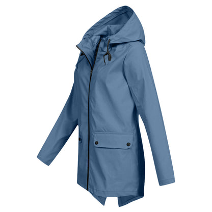 Wasserabweisende Damen Jacke mit Reißverschluss und Kapuze