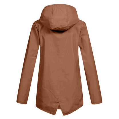 Wasserabweisende Damen Jacke mit Reißverschluss und Kapuze
