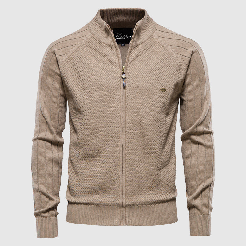 Rollkragen-Cardigan mit Reißverschluss für Herren