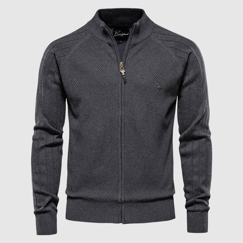 Rollkragen-Cardigan mit Reißverschluss für Herren