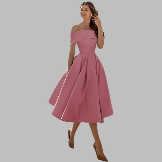 Schulterfreies Vintage-Ballkleid aus Satin