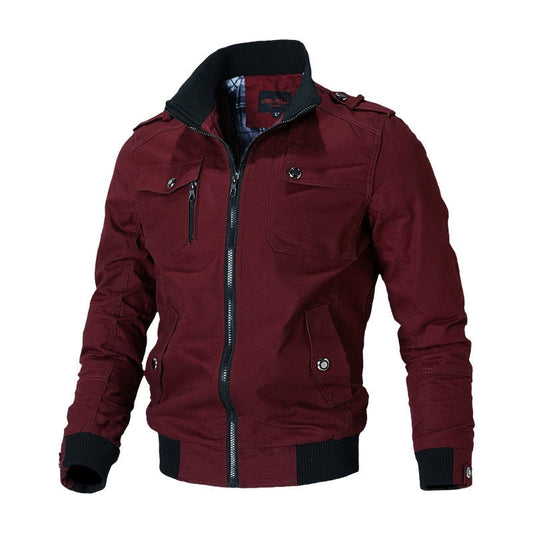 Taktische Herren-Bomberjacke mit Reißverschluss und Brusttasche