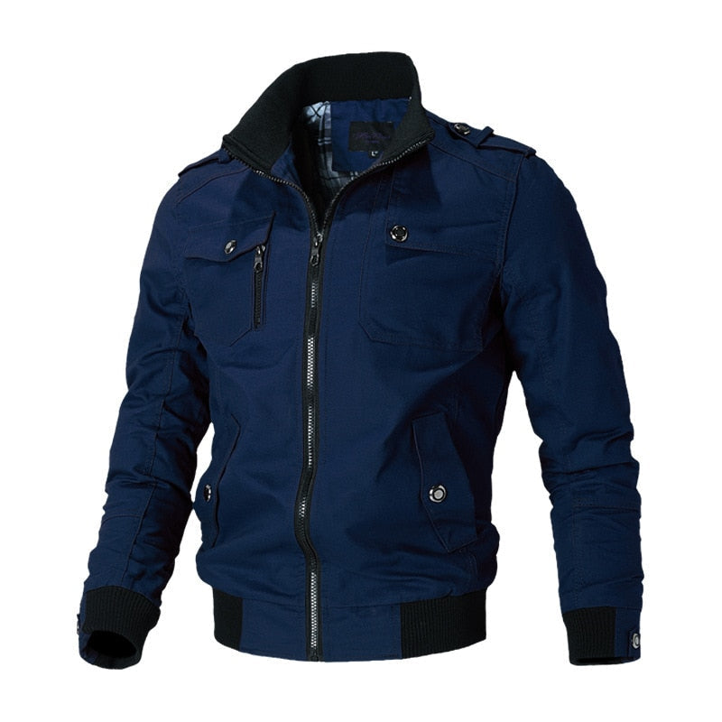 Taktische Herren-Bomberjacke mit Reißverschluss und Brusttasche