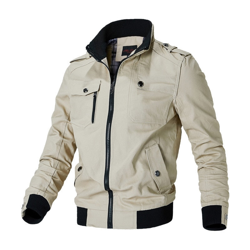 Taktische Herren-Bomberjacke mit Reißverschluss und Brusttasche