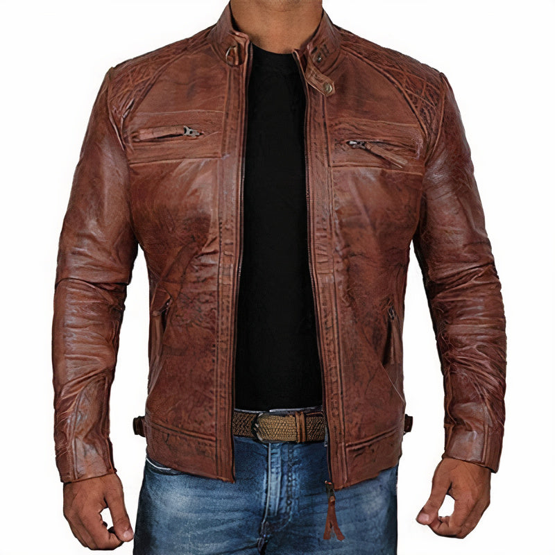 Robuste Herren-Motorradjacke mit Reißverschlusstaschen