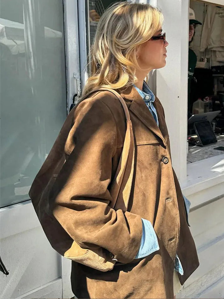 Klassische Wildlederjacke für Damen