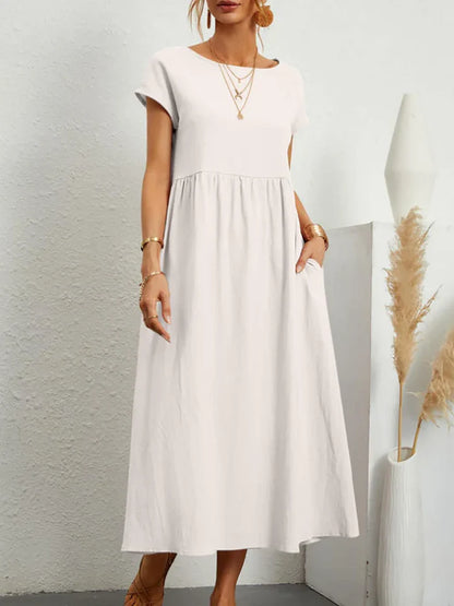 Vintage Baumwollkleid mit Rundhalsausschnitt