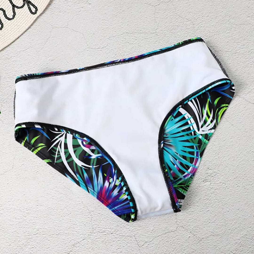 Bikini mit hoher Taille und tropischem Blattprint