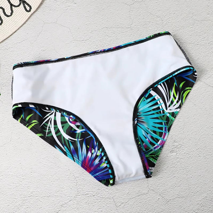 Bikini mit hoher Taille und tropischem Blattprint