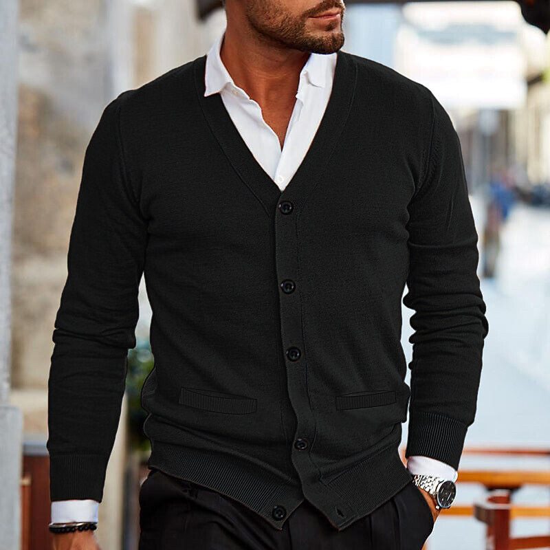 Herren-Strickjacke mit Knopfleiste und klassischem Design