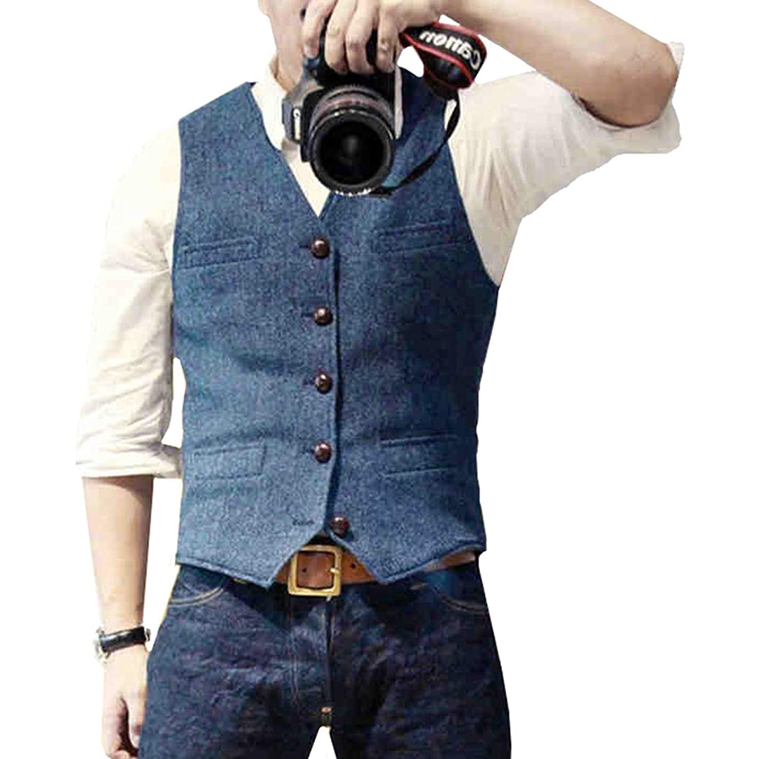 Vielseitiges Herren-Denim-Gilet im klassischen Stil