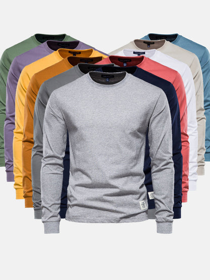Herren Langarmshirt aus Baumwolle mit Rundhalsausschnitt