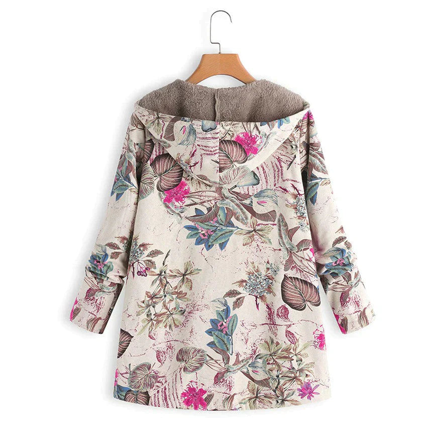 Lange Damen Frühlingsjacke mit Kapuze und Fronttaschen