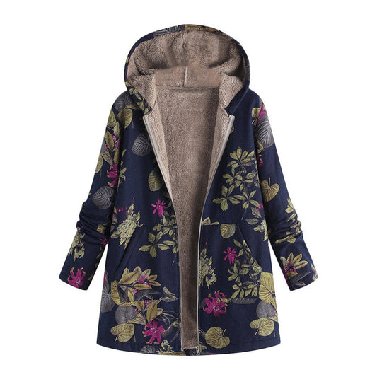 Bedruckte Jacke im Vintage-Stil mit Fronttaschen
