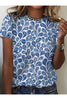 Blaues T-Shirt mit Rundhalsausschnitt und Print