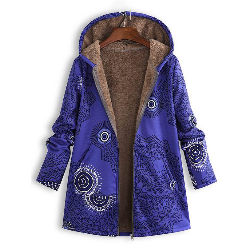 Lange Damen Frühlingsjacke mit Kapuze und Fronttaschen