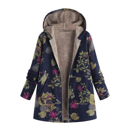 Lange Damen Frühlingsjacke mit Kapuze und Fronttaschen