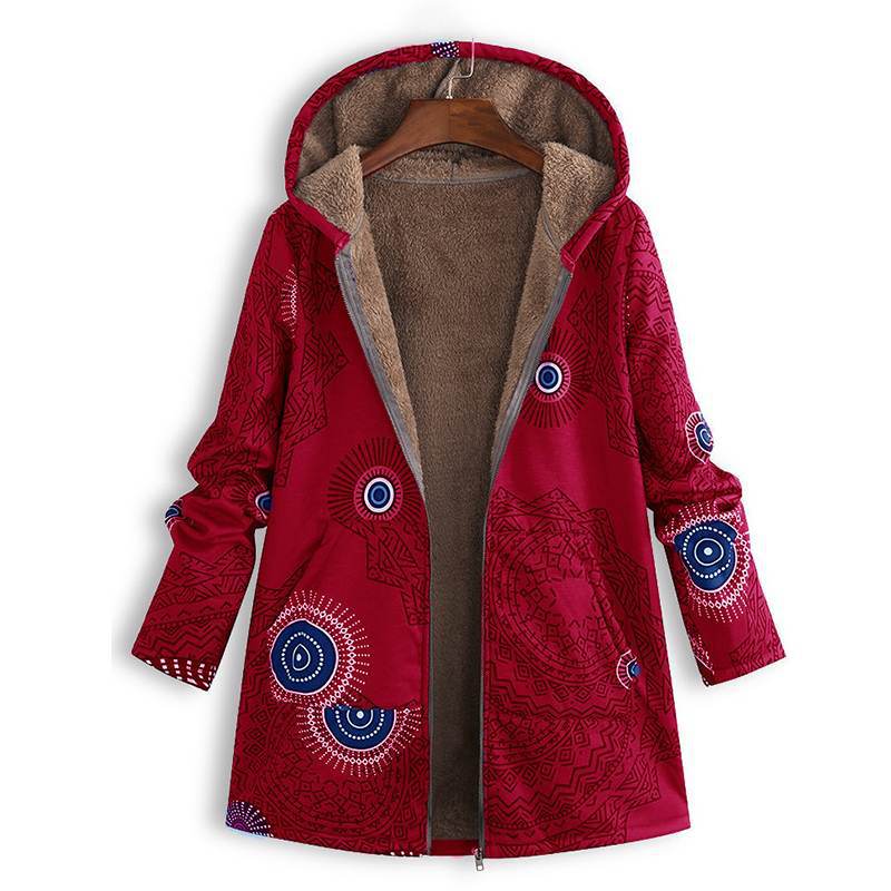 Bedruckte Jacke im Vintage-Stil mit Fronttaschen