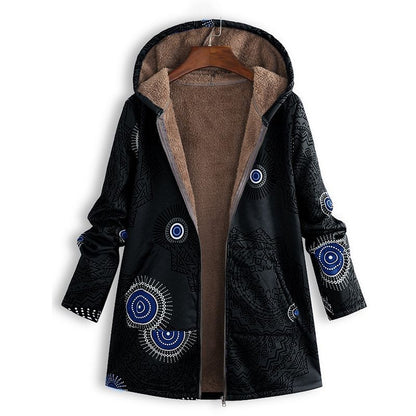 Lange Damen Frühlingsjacke mit Kapuze und Fronttaschen
