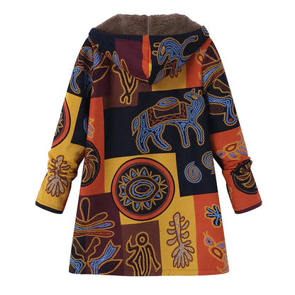Lange Damen Frühlingsjacke mit Kapuze und Fronttaschen