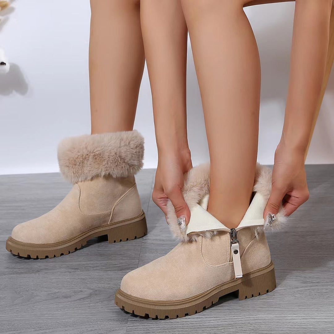 Damen Ankelstiefel mit weicher Fütterung, Reißverschluss und Anti-Rutsch-Sohle
