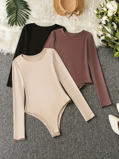 3er-Pack lässige Langarm-Bodys für Damen