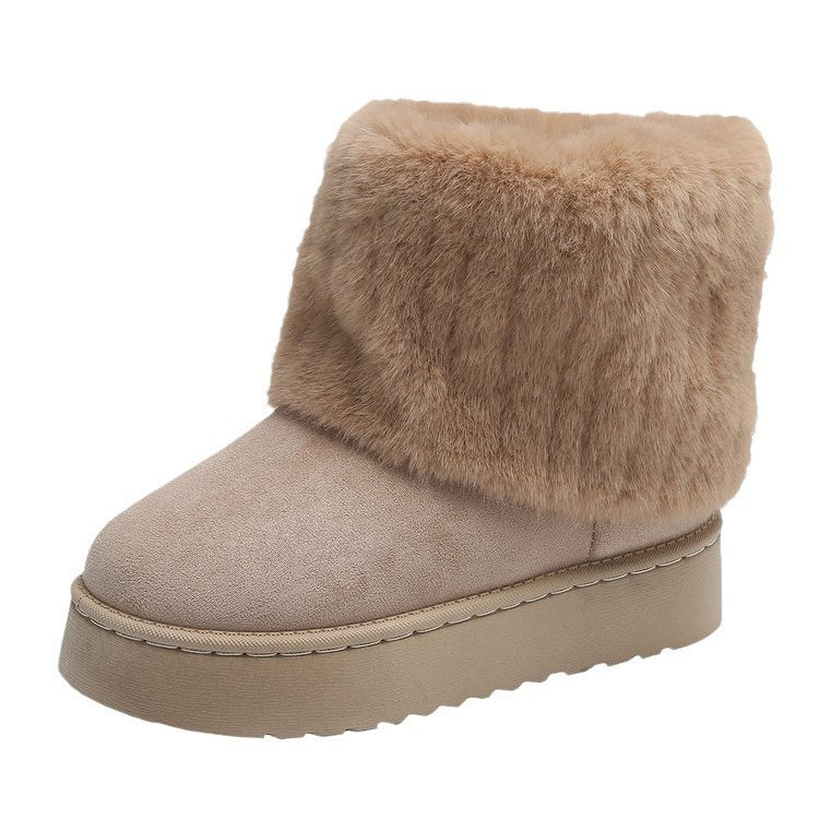 Wolff Damen Winter Hausschuh-Stiefel mit Plüschfutter und stabiler Sohle