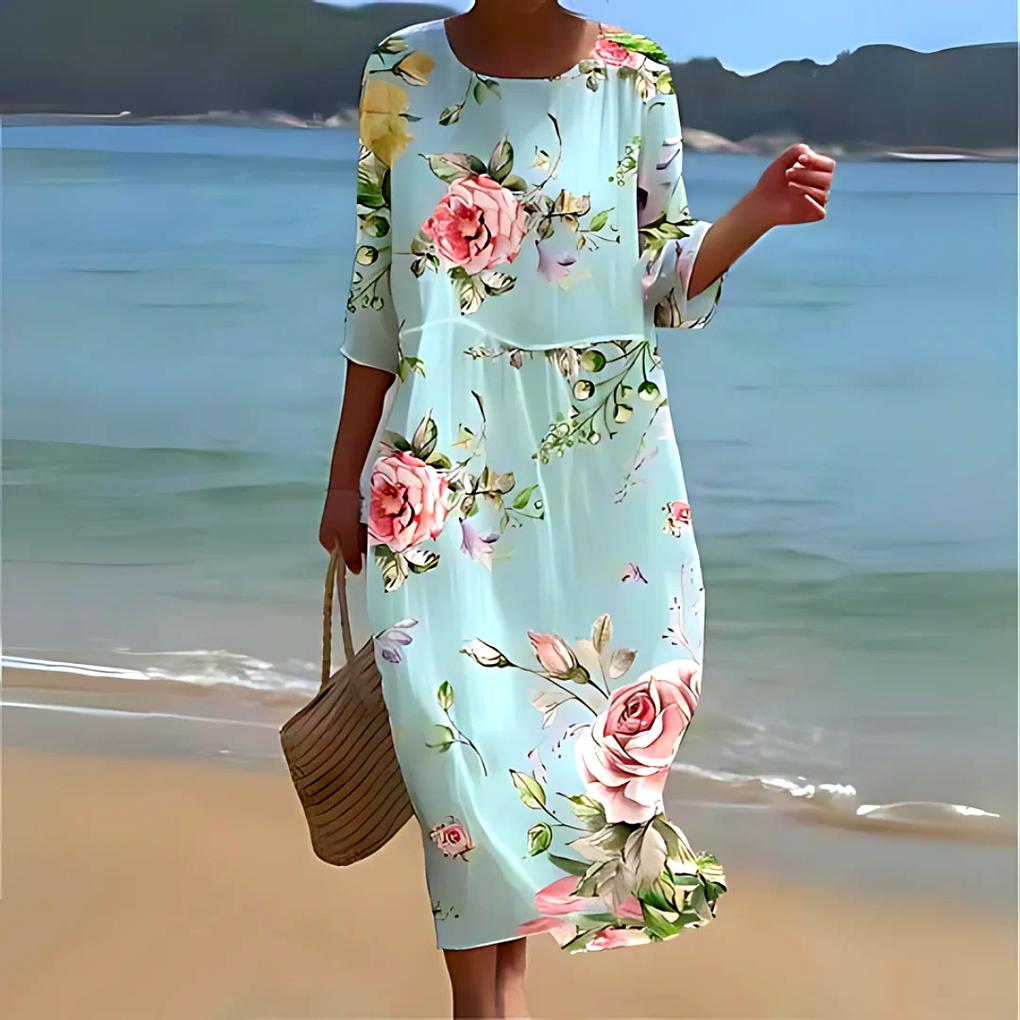 Fließendes und leichtes, elegantes Midikleid für Damen