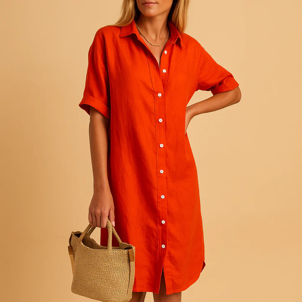 Hemdblusenkleid mit lockerer Passform und Button-Down-Muster