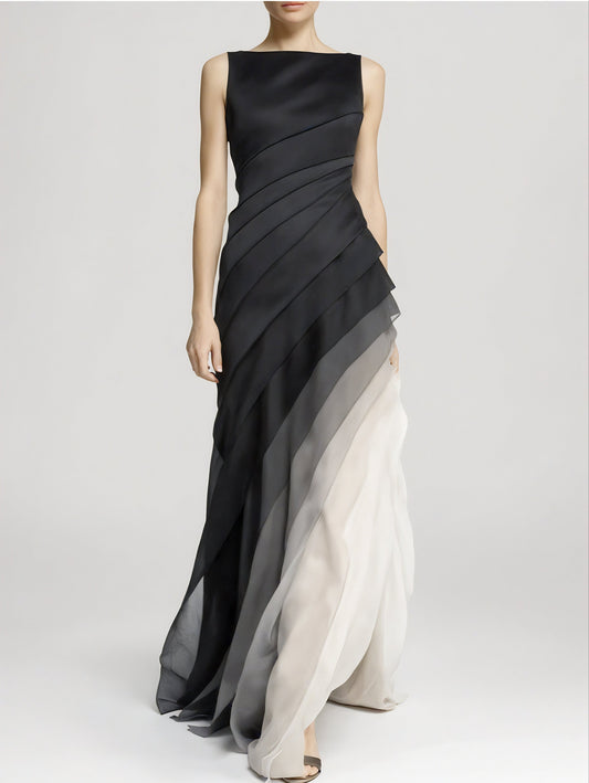 Mehrlagiges Maxikleid mit Ombré-Muster